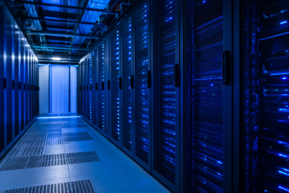Data center com servidores em operação, representando a discussão sobre soberania digital e computação em nuvem no Brasil